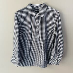 Talbots black and white checkered 1/2 button up top (Size: 12P